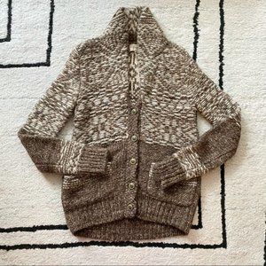 WILFRED FREE Brown Patterned Wool Alpaca Button Cardigan